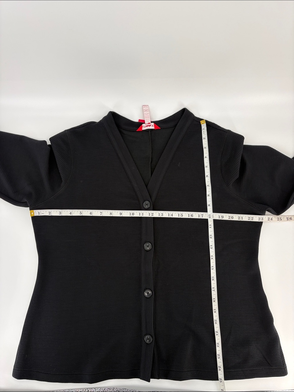 Spanx New Women’s 1X Very Black French Rib Cardigan Button Up V-Neck - Picture 7 of 7